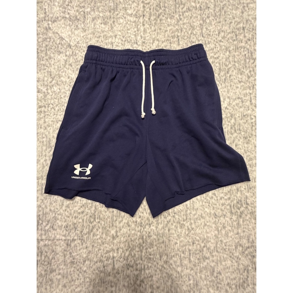Under Armour Men‎ Navy Blue Athletic Shorts M M Elastic Waist Drawstring Logo